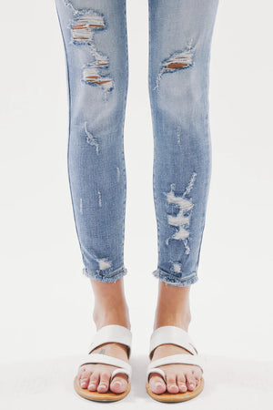 Kancan - Jeans Mid-Rise Distressed Skinny Jeans - KC8373M-NV - SaltTree
