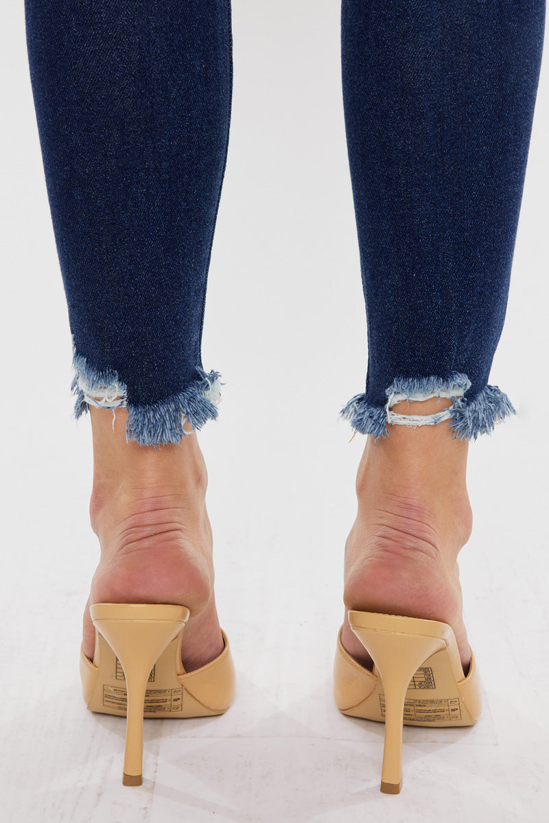 Kancan - Women's Super High Rise Distressed Ankle Skinny