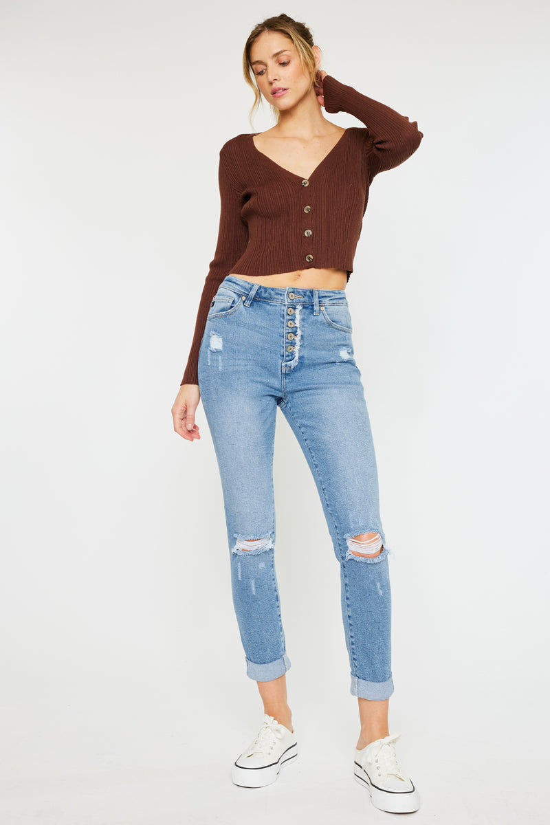 Kancan - Women's High Rise Mom Jeans - KC8580L-NV - SaltTree