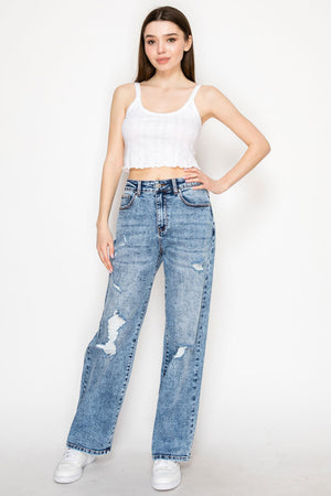 Wax Jeans - Destructed Straight Jeans - 90401 - SaltTree