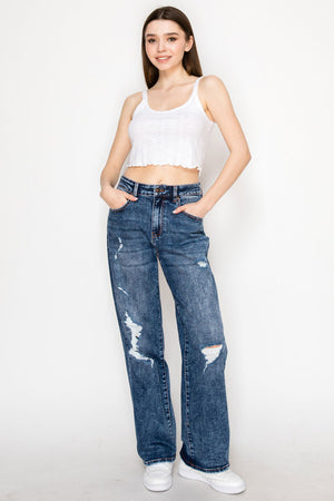 Wax Jeans - Destructed Straight Jeans - 90401 - SaltTree