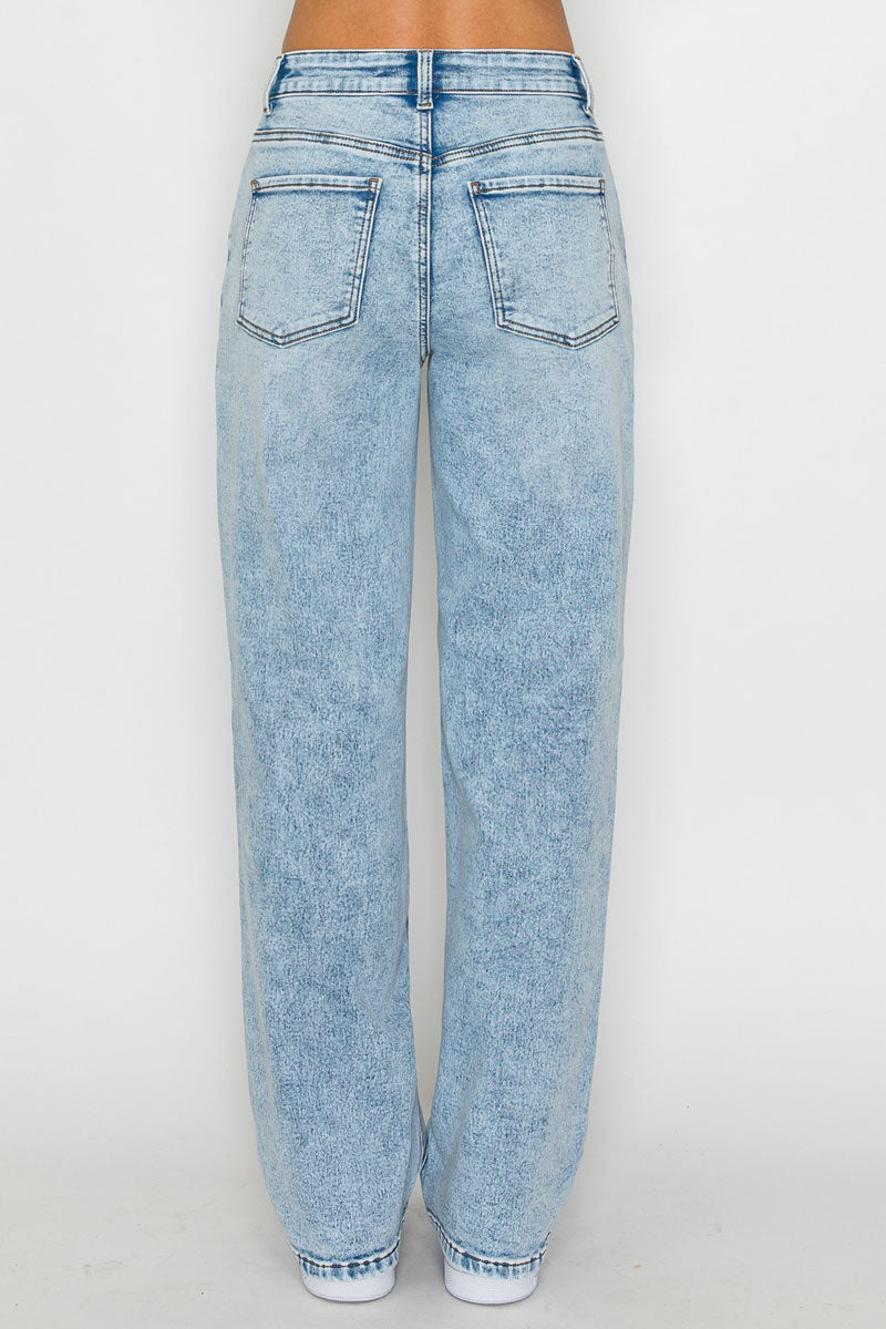 Wax Jeans - knit Demin Snow Wash Straight Jeans - 90405 - SaltTree