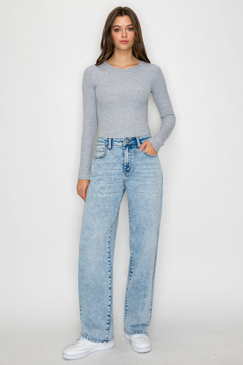 Wax Jeans - knit Demin Snow Wash Straight Jeans - 90405 - SaltTree