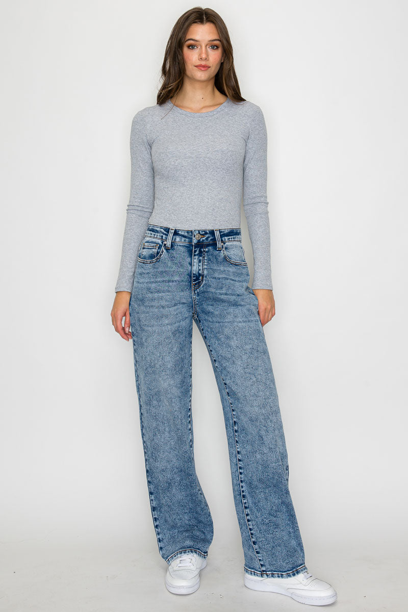 Wax Jeans - knit Demin Snow Wash Straight Jeans - 90405 - SaltTree