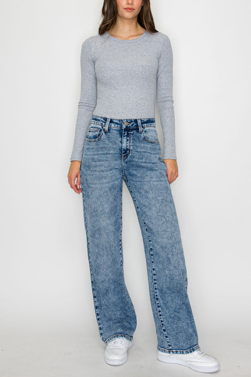 Wax Jeans - knit Demin Snow Wash Straight Jeans - 90405 - SaltTree