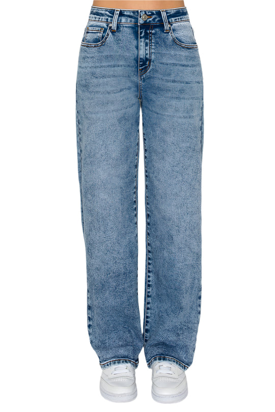 Wax Jeans - knit Demin Snow Wash Straight Jeans - 90405