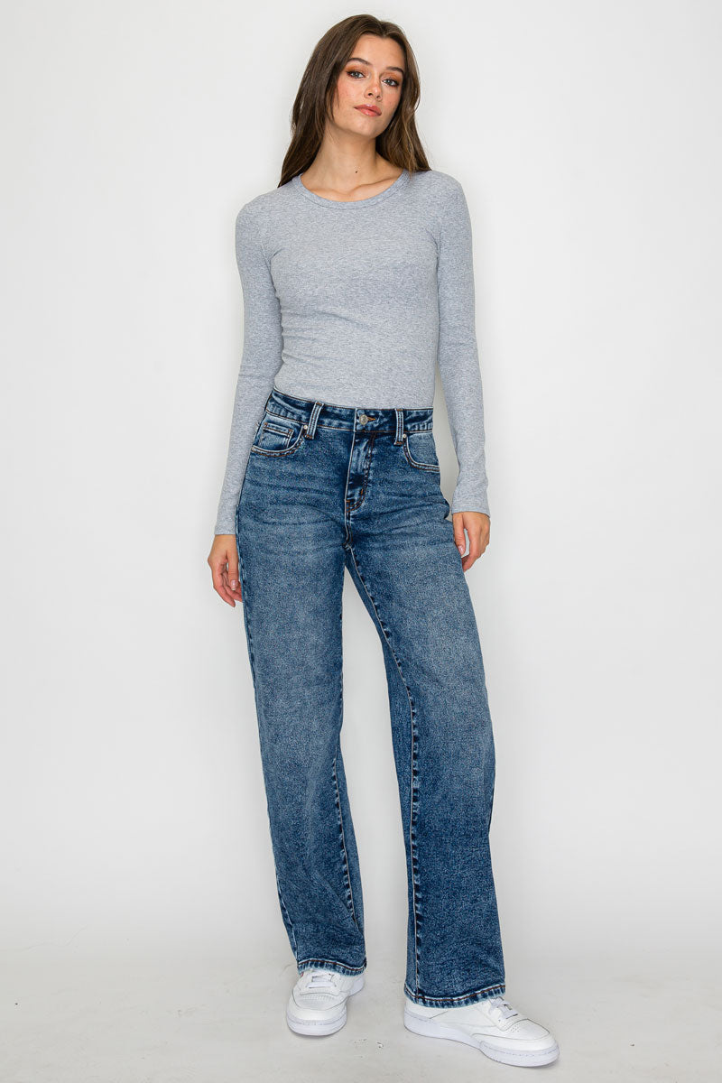 Wax Jeans - knit Demin Snow Wash Straight Jeans - 90405 - SaltTree