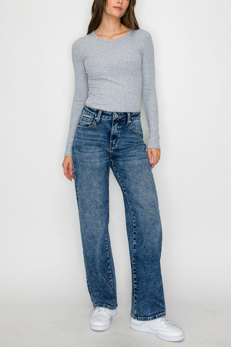 Wax Jeans - knit Demin Snow Wash Straight Jeans - 90405 - SaltTree