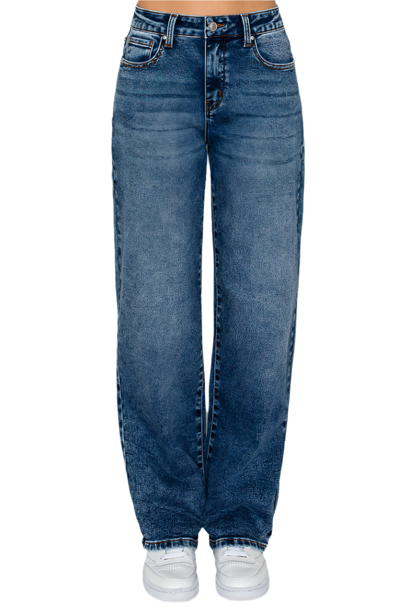 Wax Jeans - knit Demin Snow Wash Straight Jeans - 90405 - SaltTree