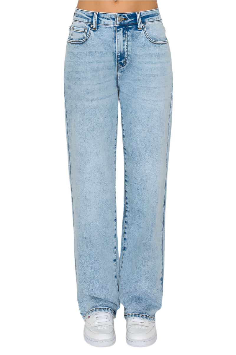 Wax Jeans - knit Demin Snow Wash Straight Jeans - 90405 - SaltTree