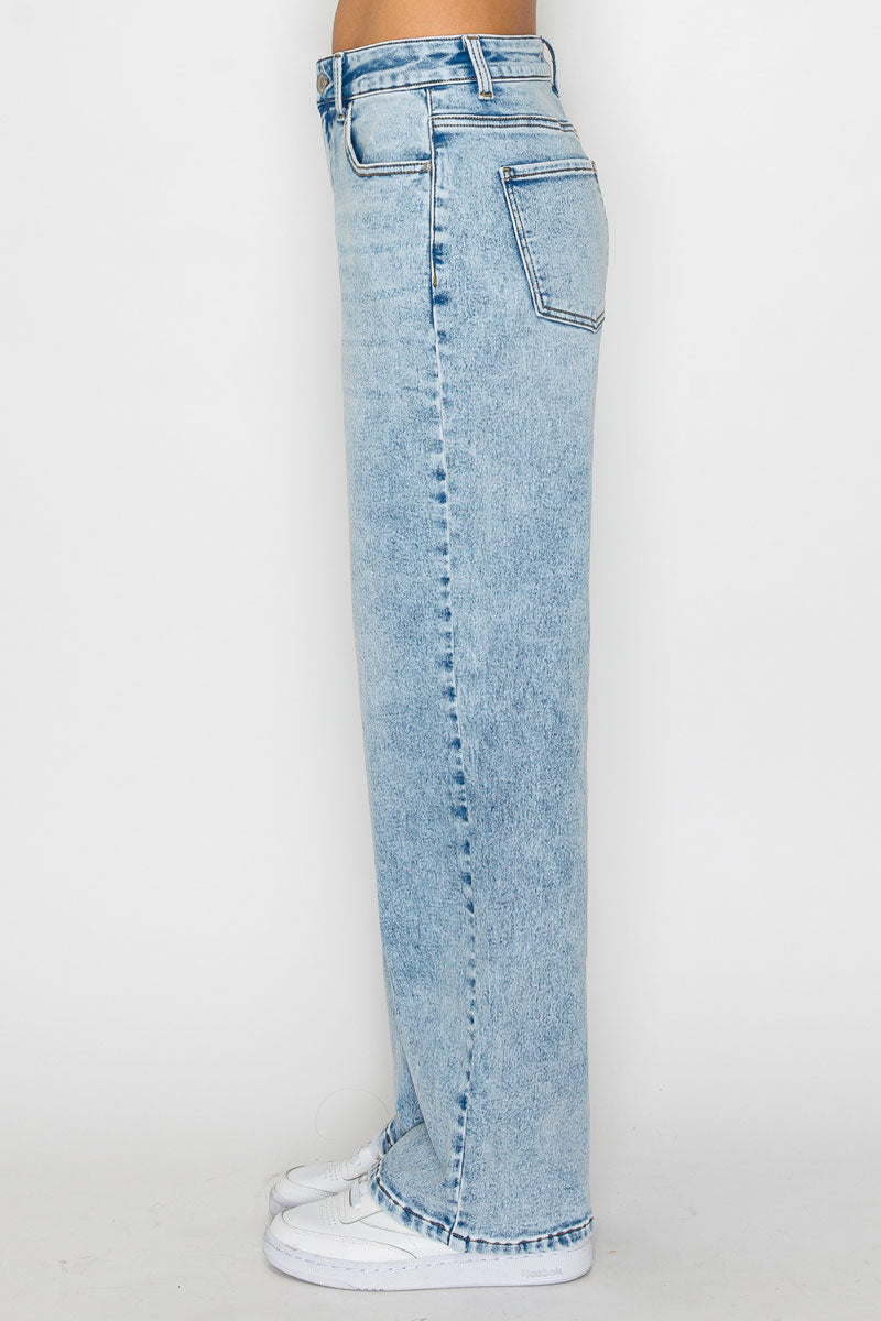 Wax Jeans - knit Demin Snow Wash Straight Jeans - 90405 - SaltTree