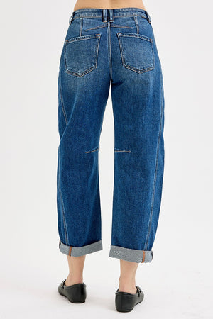 Risen Jeans - High Rise Boyfriend Cuffed Barrel Jeans - RDP5901