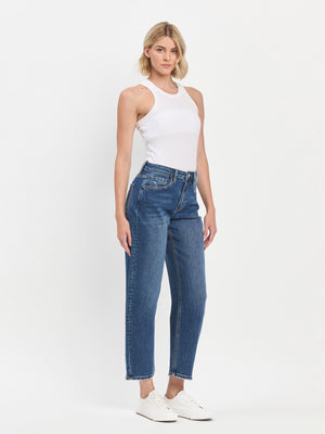 Vervet - High-Rise Medium Dark Wash Ankle Barrel Jeans (28" Inseam) - LV1440-SaltTree