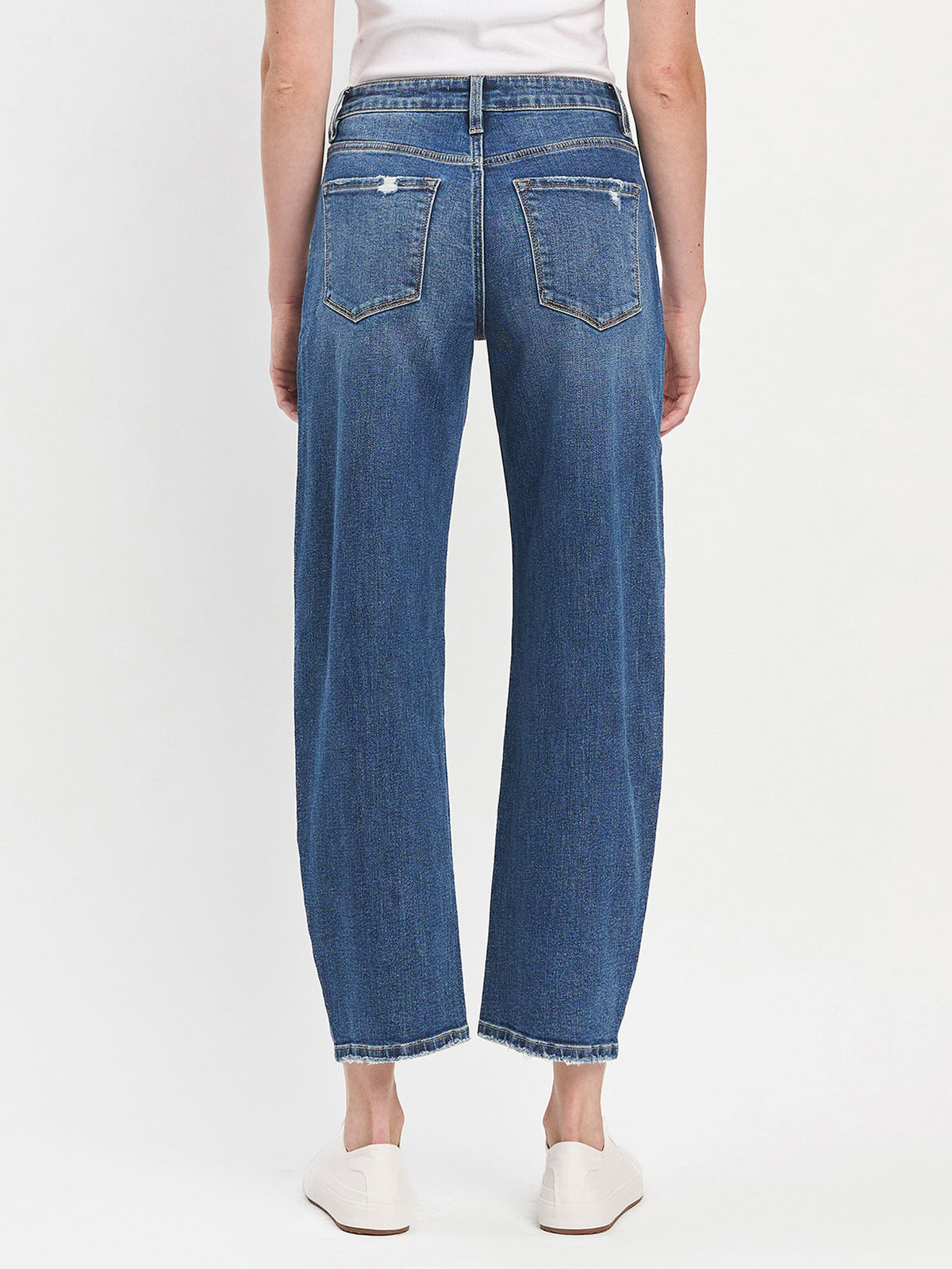 Vervet - High-Rise Medium Dark Wash Ankle Barrel Jeans (28" Inseam) - LV1440-SaltTree