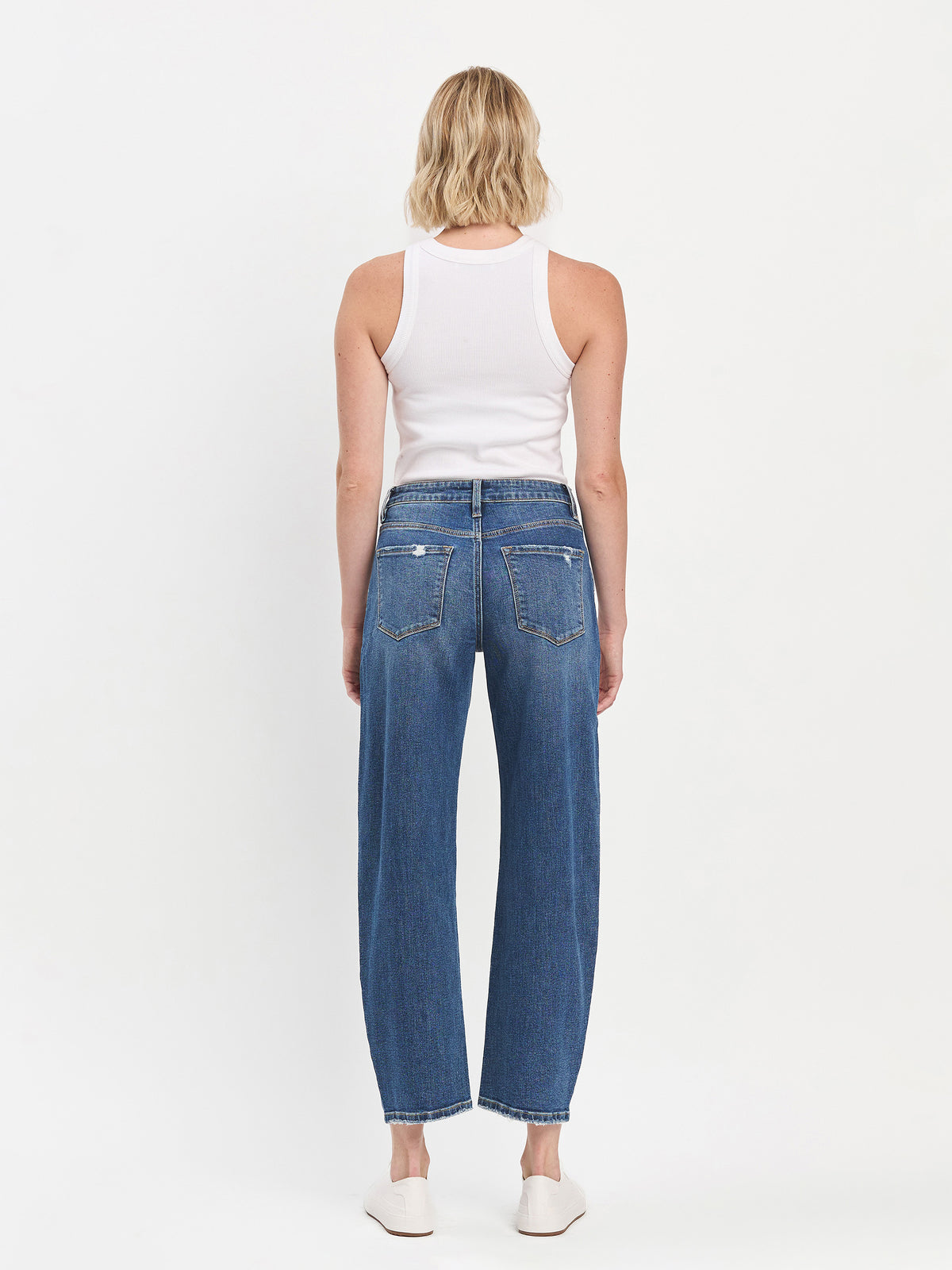 Vervet - High-Rise Medium Dark Wash Ankle Barrel Jeans (28" Inseam) - LV1440-SaltTree