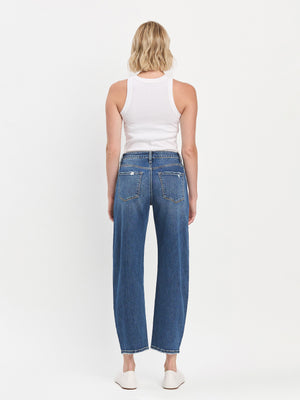 Vervet - High-Rise Medium Dark Wash Ankle Barrel Jeans (28" Inseam) - LV1440-SaltTree