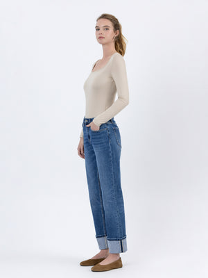 Vervet - High Rise Ankle Straight Jeans with 4" Single Cuff (28" Inseam) - LV1608-SaltTree