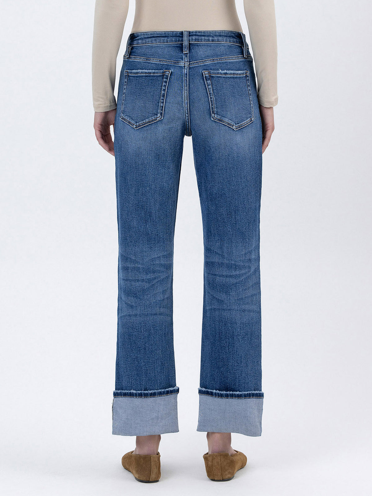Vervet - High Rise Ankle Straight Jeans with 4" Single Cuff (28" Inseam) - LV1608-SaltTree