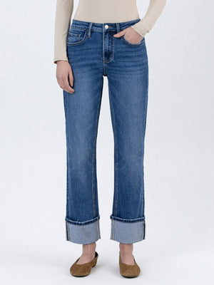 Vervet - High Rise Ankle Straight Jeans with 4" Single Cuff (28" Inseam) - LV1608-SaltTree
