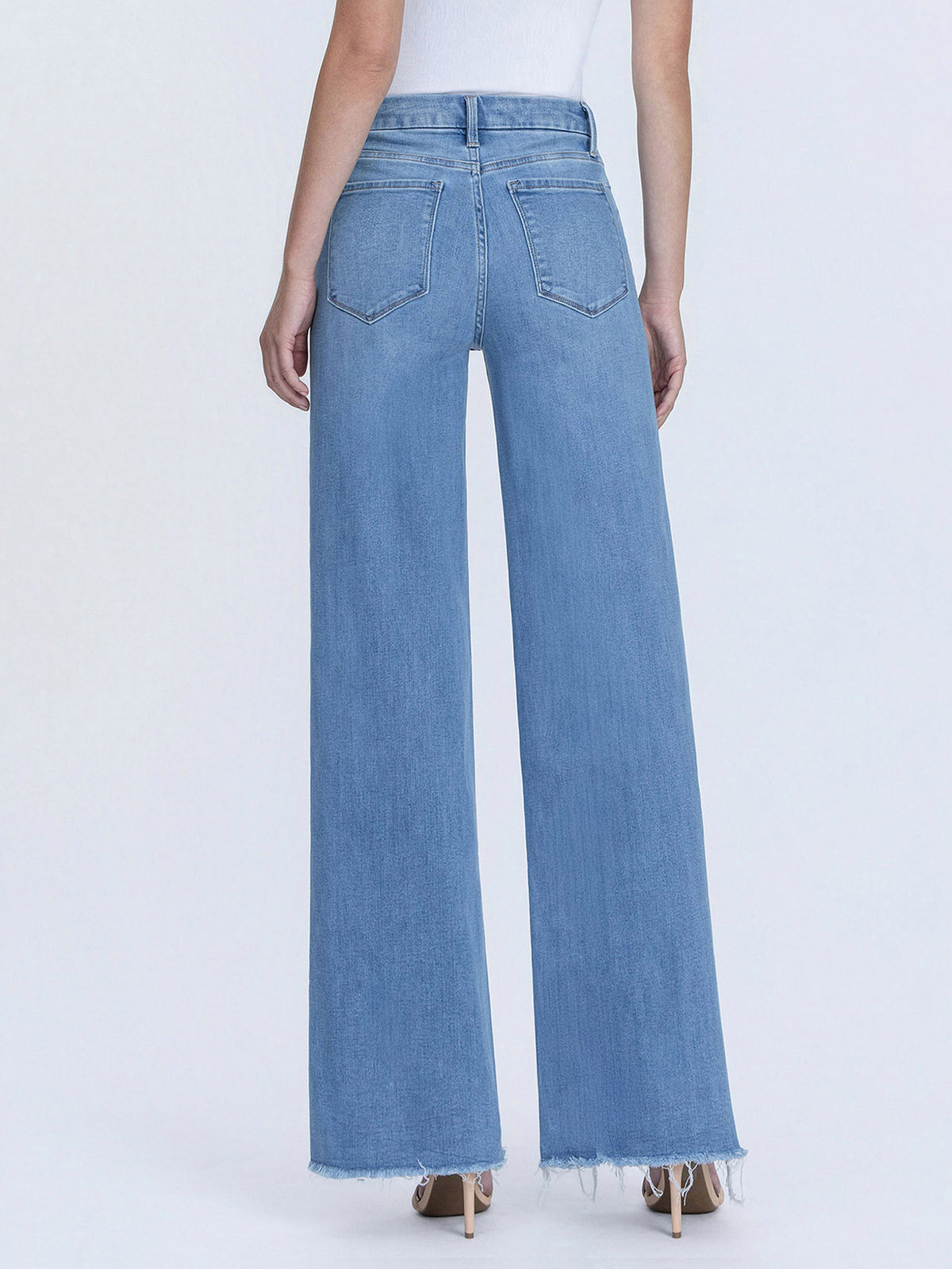 Vervet - High Rise Medium Wash Frayed Hem Wide Leg Jeans (32" Inseam) - LV1682-SaltTree