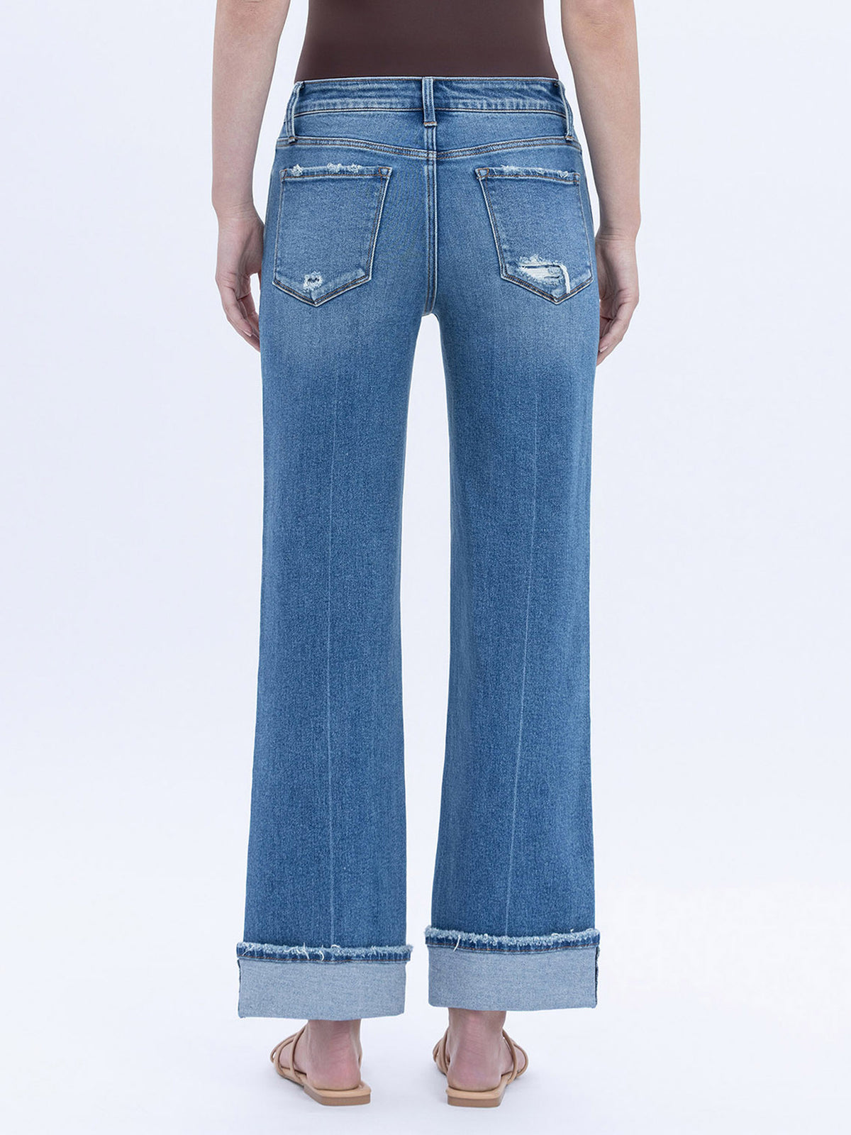 Vervet - Mid Rise Cuffed Ankle Slim Wide Jeans (28" Inseam) - LV1948-SaltTree