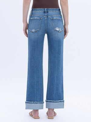 Vervet - Mid Rise Cuffed Ankle Slim Wide Jeans (28" Inseam) - LV1948-SaltTree