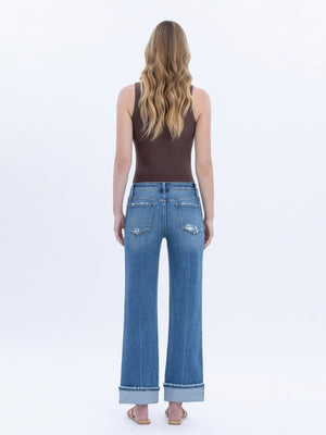 Vervet - Mid Rise Cuffed Ankle Slim Wide Jeans (28" Inseam) - LV1948-SaltTree