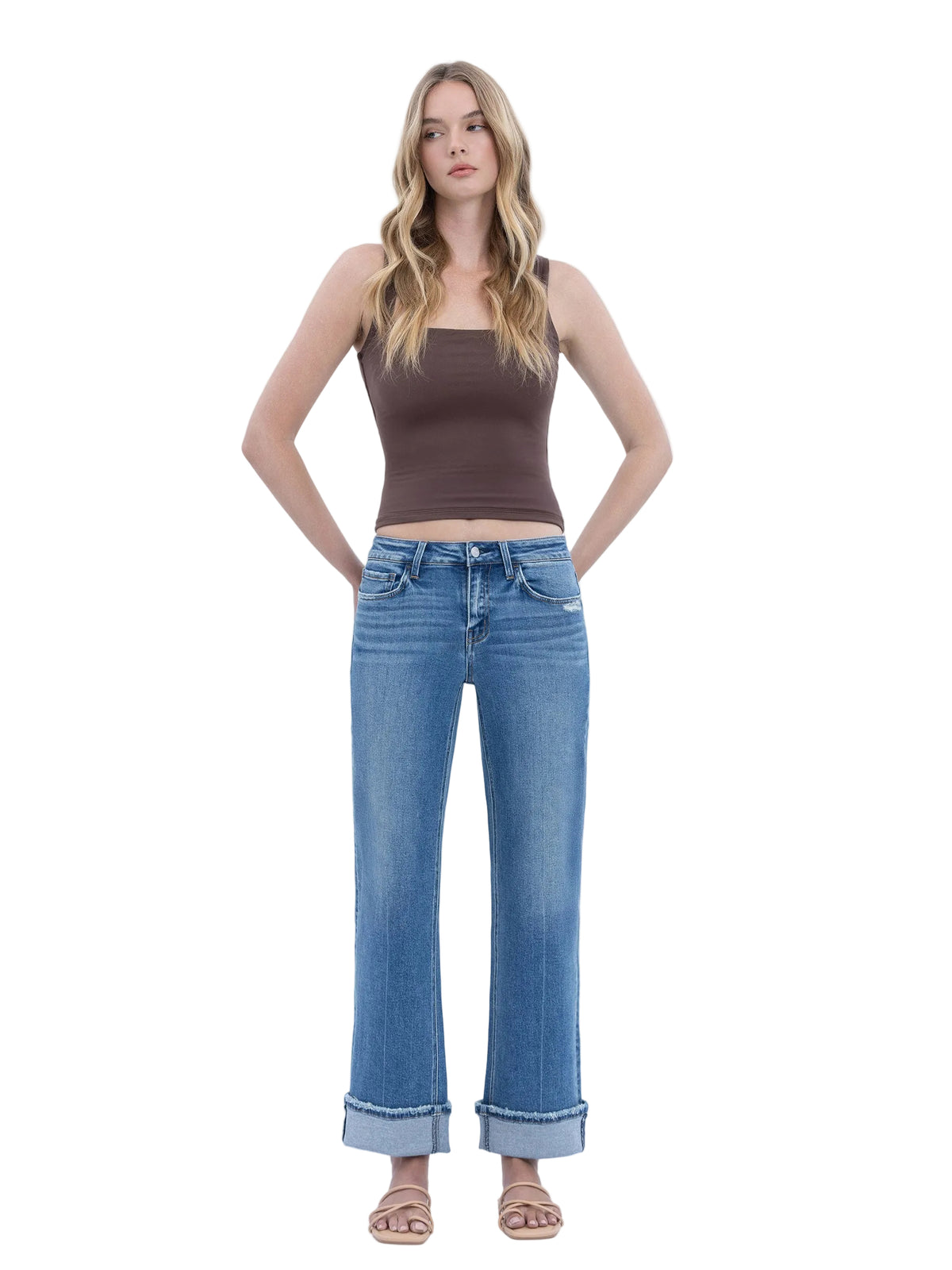 Vervet - Mid Rise Cuffed Ankle Slim Wide Jeans (28" Inseam) - LV1948-SaltTree