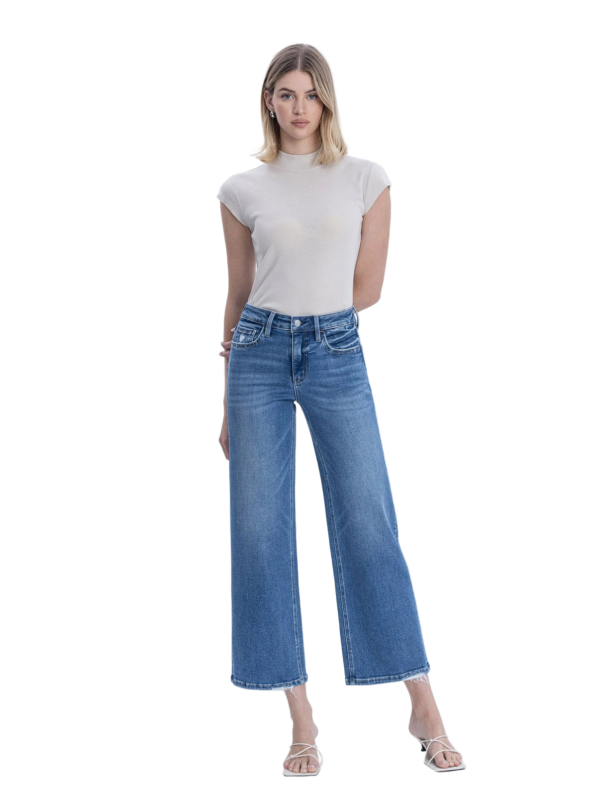 Vervet - High-Rise Ankle Wide Leg Jeans in Blue Soul (28" Inseam) - LV2061-SaltTree