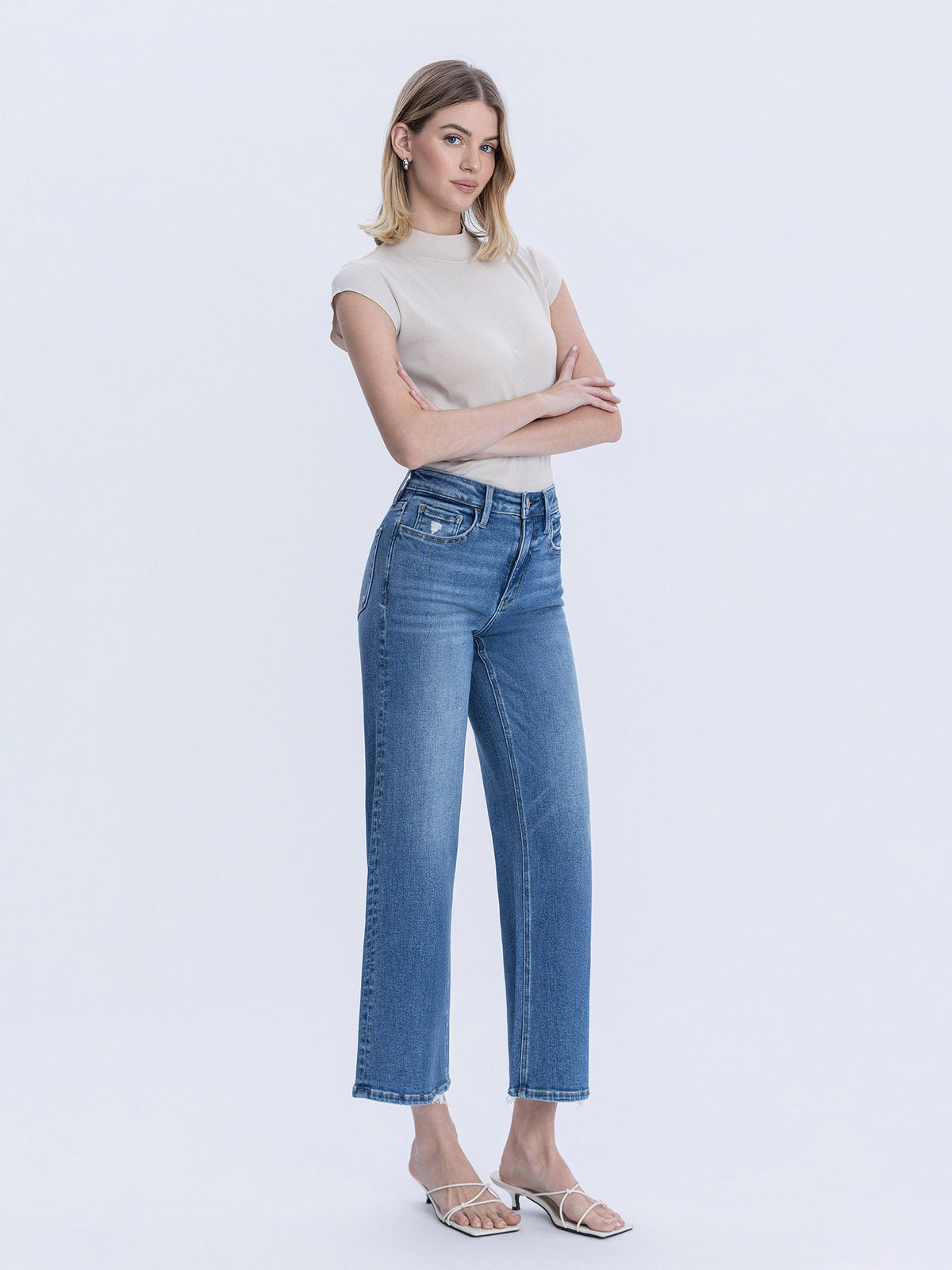 Vervet - High-Rise Ankle Wide Leg Jeans in Blue Soul (28" Inseam) - LV2061-SaltTree