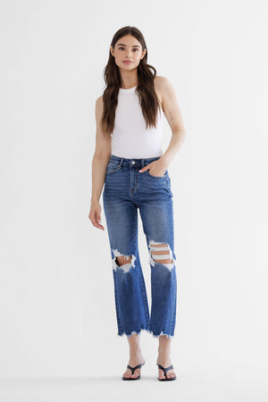 Mica Denim - 90's Vintage Crop Flare Jeans - MDP-F3048M