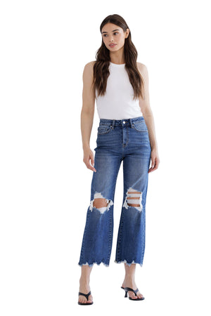 Mica Denim - 90's Vintage Crop Flare Jeans - MDP-F3048M