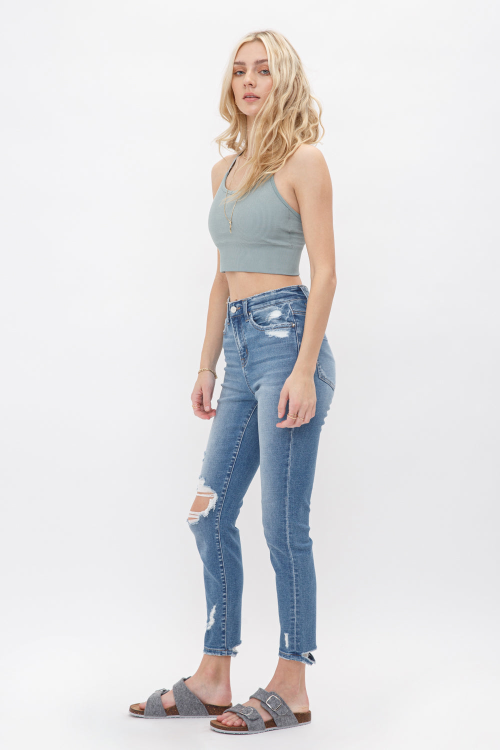 Mica Denim - Custoza High Rise Crop Skinny Jeans - MDP-S135 - SaltTree