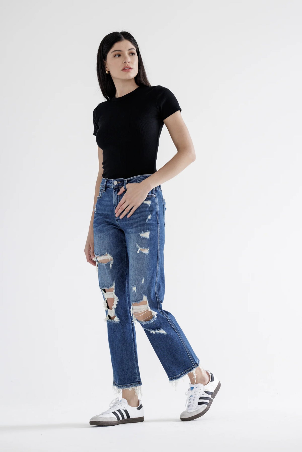 Mica Denim - High Rise Straight Crop - MDP-T3014M - SaltTree