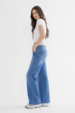Mica Denim - High-Rise Wide-Leg Jeans in Classic Indigo (32" Inseam) - MDP-W3375