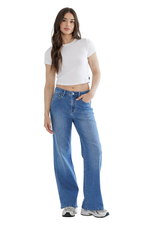 Mica Denim - High-Rise Wide-Leg Jeans in Classic Indigo (32" Inseam) - MDP-W3375