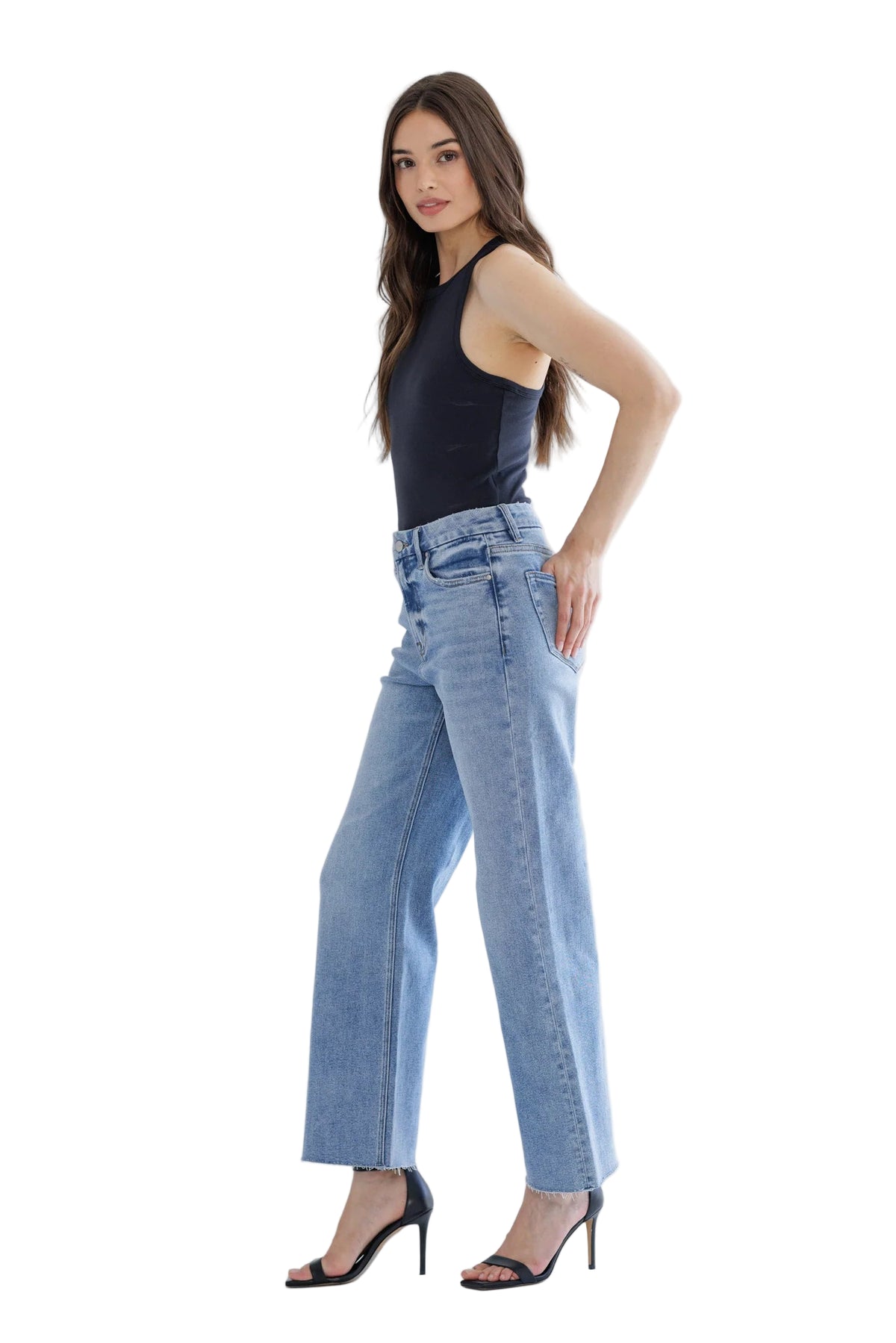 Mica Denim - Super Rise High Wide Leg JEans - MDP-W3388
