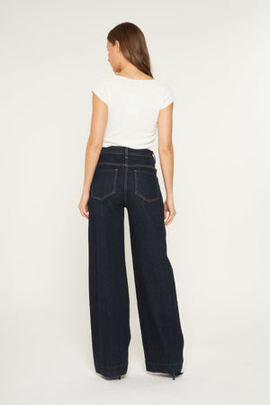 Mica Denim - Super High Rise Wide Leg W Front Yoke Jeans - MDP-W3456B