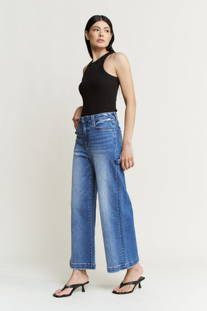 Mica Denim - Super High Wide Cropped Utility Jeans - MDP-W3519