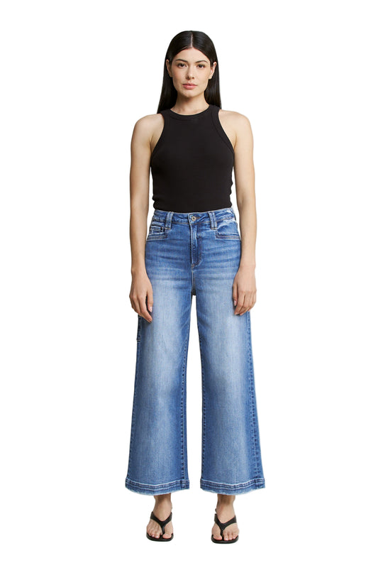 Mica Denim - Super High Wide Cropped Utility Jeans - MDP-W3519