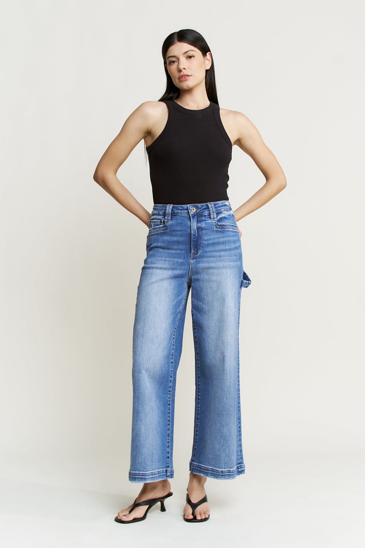 Mica Denim - Super High Wide Cropped Utility Jeans - MDP-W3519 - SaltTree