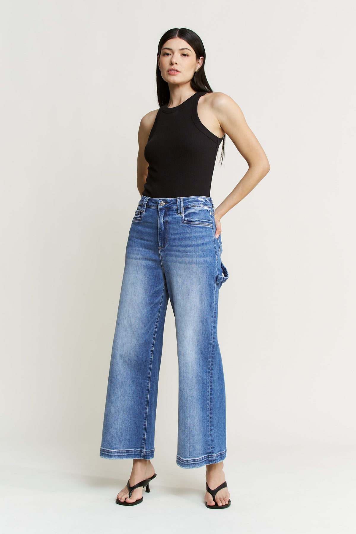 Mica Denim - Super High Wide Cropped Utility Jeans - MDP-W3519 - SaltTree