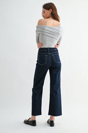 Mica Denim - High-Rise Wide-Leg Ankle Jeans in Glitter Fabric (29" Inseam) - MDP-W3707