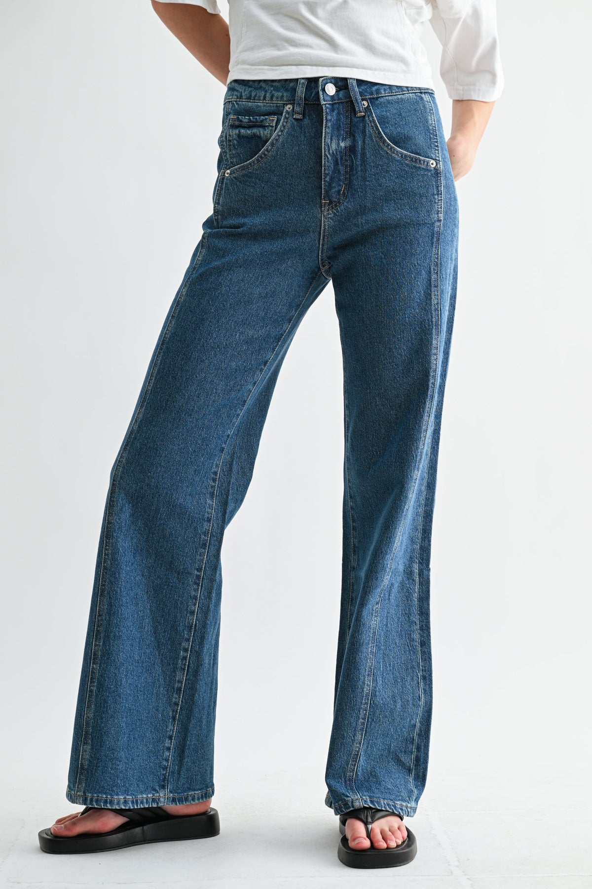 Mica Denim - High-Rise Wide-Leg Side Panel Tummy Tuck Jeans (32" Inseam) - MTT-W3680DK