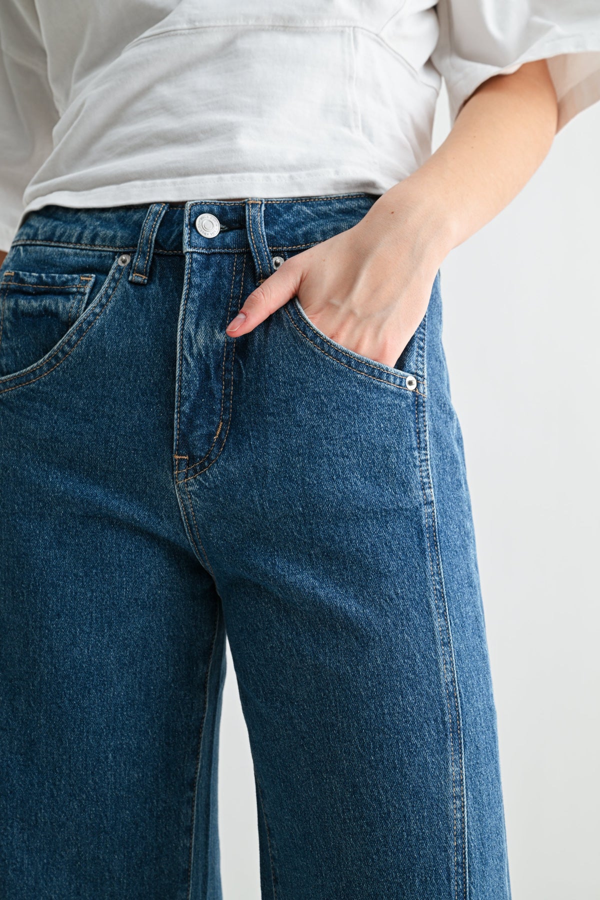 Mica Denim - High-Rise Wide-Leg Side Panel Tummy Tuck Jeans (32" Inseam) - MTT-W3680DK