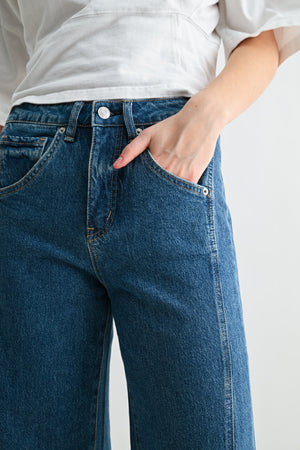 Mica Denim - High-Rise Wide-Leg Side Panel Tummy Tuck Jeans (32" Inseam) - MTT-W3680DK