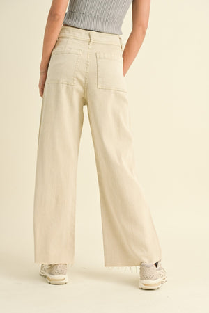 Miou Muse - High Rise Raw Hem Crop Wide Leg Pant - (29" Inseam) - MMP623-SaltTree