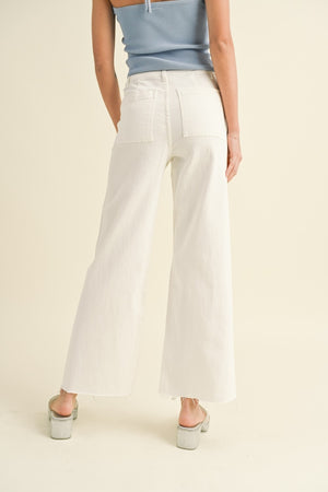 Miou Muse - High Rise Raw Hem Crop Wide Leg Pant - (29" Inseam) - MMP623-SaltTree