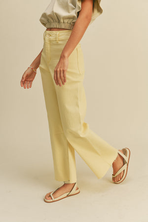 Miou Muse - High Rise Raw Hem Crop Wide Leg Pant - (29" Inseam) - MMP623-SaltTree
