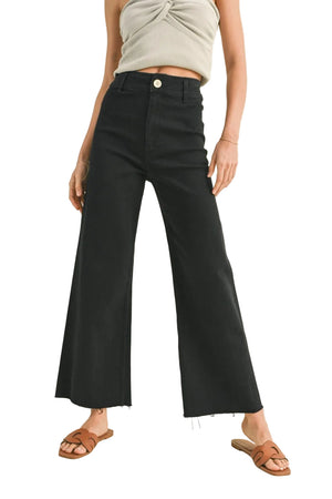 Miou Muse - High Rise Raw Hem Crop Wide Leg Pant - (29" Inseam) - MMP623-SaltTree